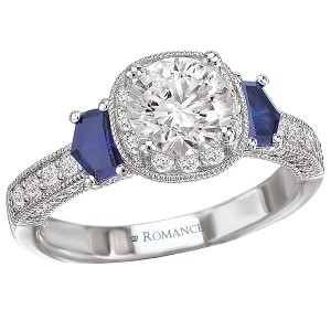 Sapphire and Diamond Round Halo Ring