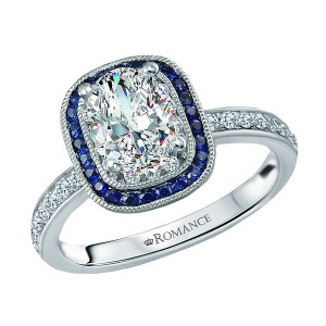 Halo Semi Mount Diamond and Gemstone Ring