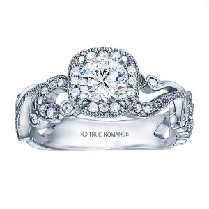 Rm1432-14k White Gold Vintage Engagement Ring