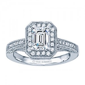 Rm1436-14k White Gold Vintage Engagement Ring
